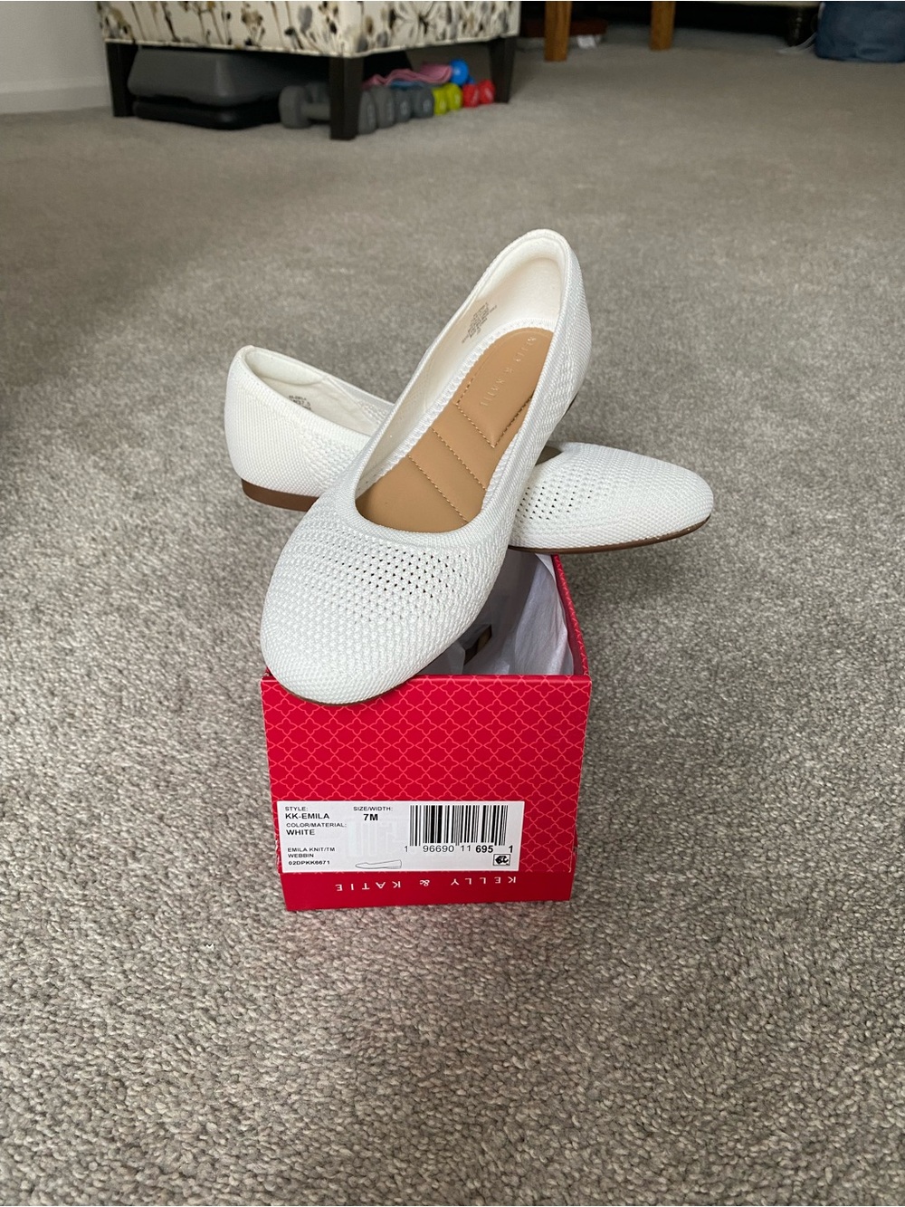 Kelly & Katie White Knit Ballet Flats